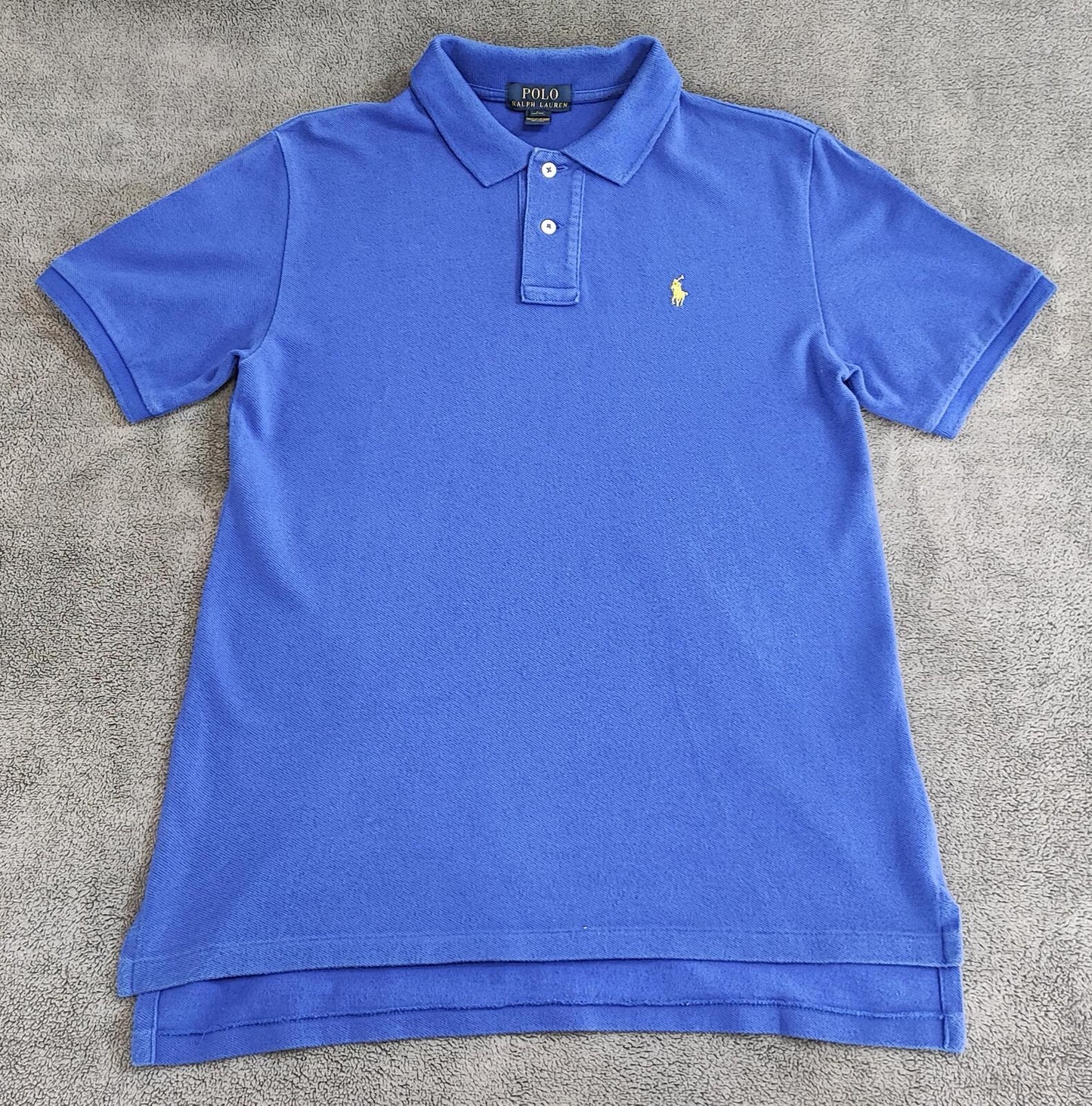 Vintage Ralph Lauren Embroidered Polo Shirt Faded Blue Retro 90s Size Small S