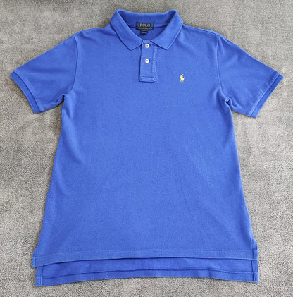 Vintage Ralph Lauren Embroidered Polo Shirt Faded Blue Retro 90s Size Small S