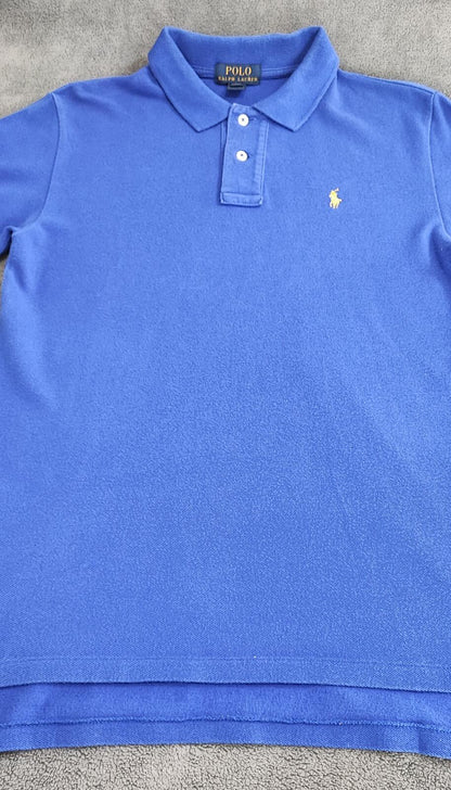 Vintage Ralph Lauren Embroidered Polo Shirt Faded Blue Retro 90s Size Small S
