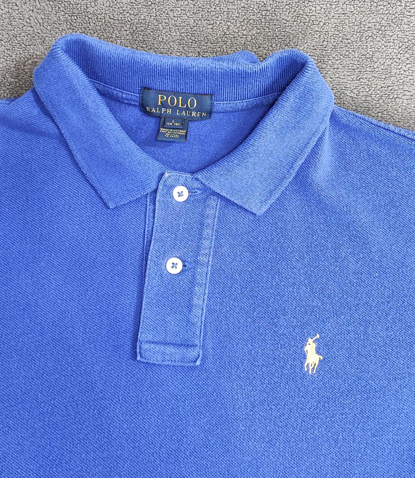 Vintage Ralph Lauren Embroidered Polo Shirt Faded Blue Retro 90s Size Small S