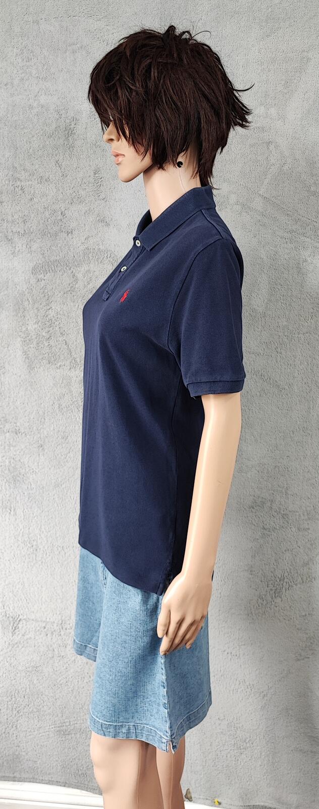 Vintage Ralph Lauren Embroidered Polo Shirt Navy Blue Retro 90s Size Small S