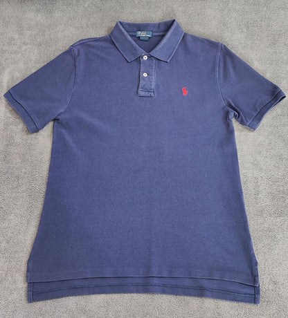 Vintage Ralph Lauren Embroidered Polo Shirt Navy Blue Retro 90s Size Small S