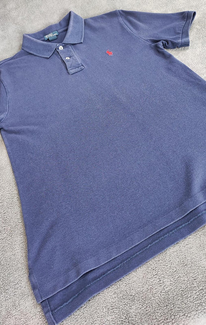 Vintage Ralph Lauren Embroidered Polo Shirt Navy Blue Retro 90s Size Small S