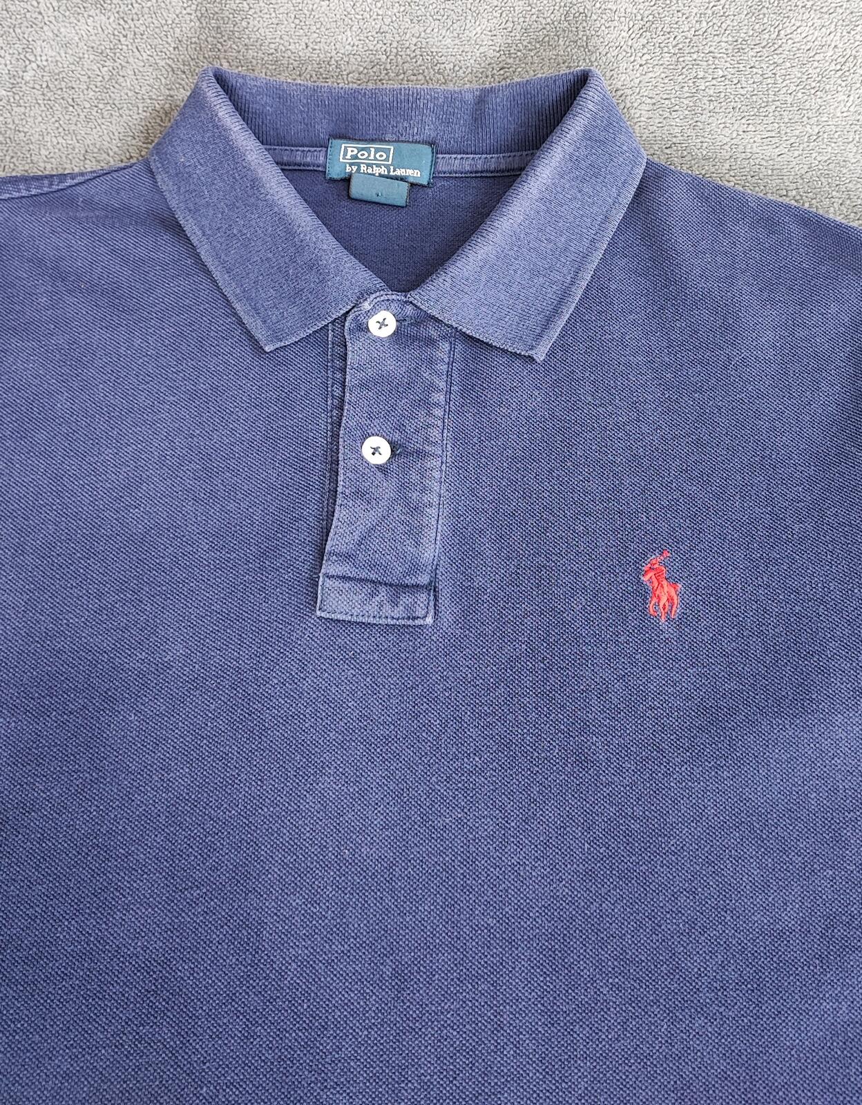 Vintage Ralph Lauren Embroidered Polo Shirt Navy Blue Retro 90s Size Small S