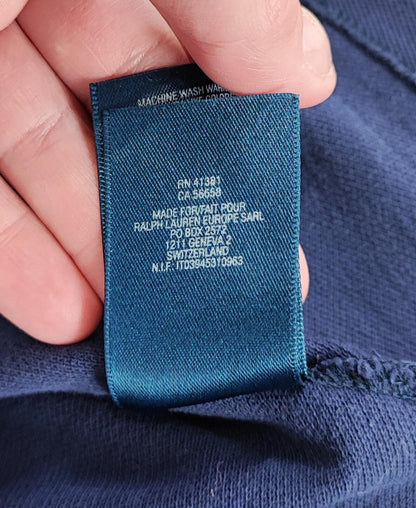 Vintage Ralph Lauren Embroidered Polo Shirt Navy Blue Retro 90s Size Small S