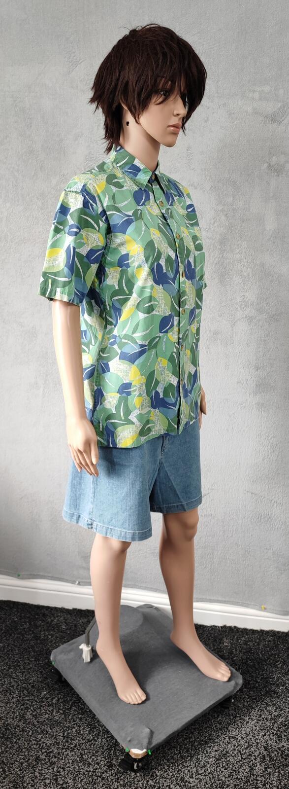 Vintage Tommy Hilfiger Tropical Short Sleeve Shirt Green Multicolour Medium