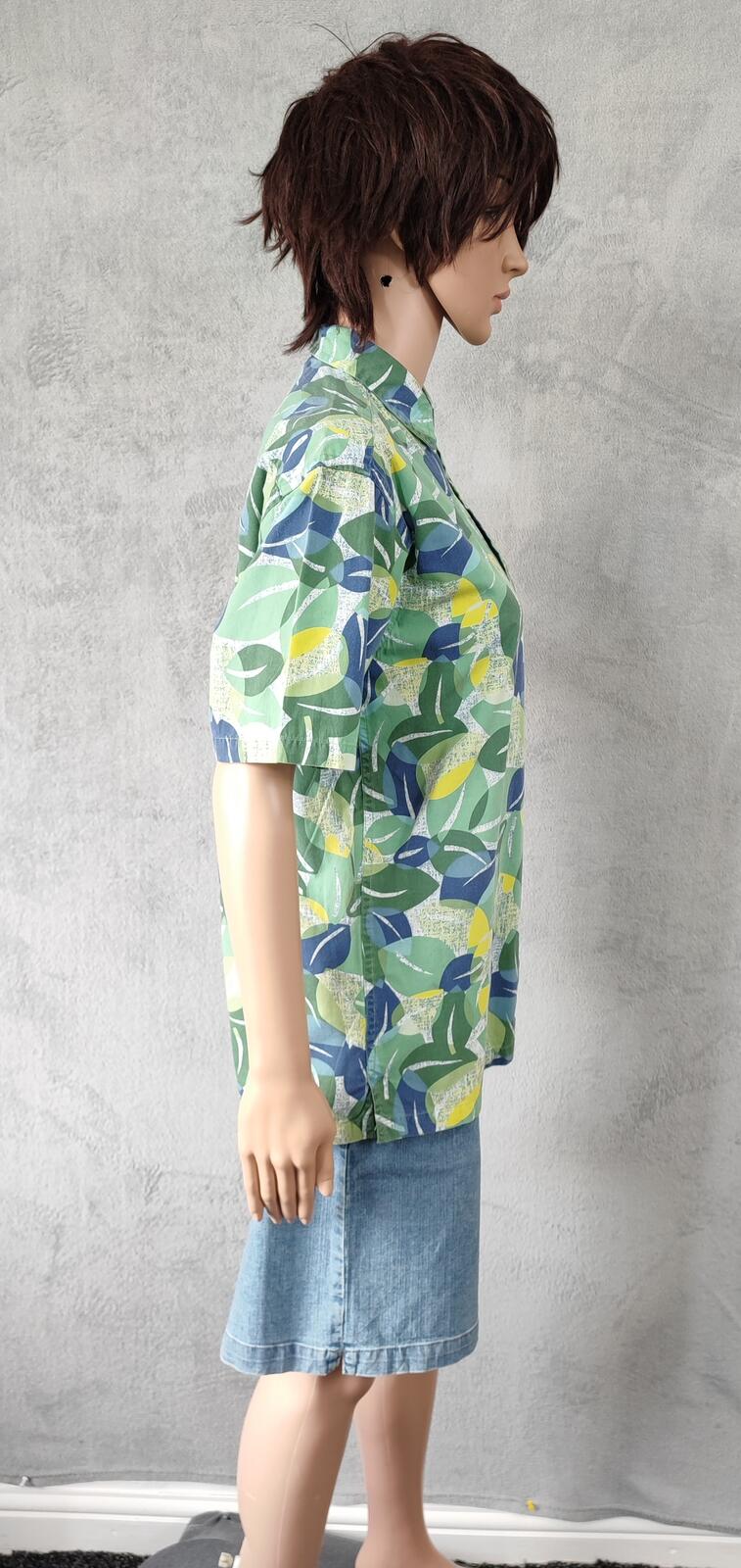 Vintage Tommy Hilfiger Tropical Short Sleeve Shirt Green Multicolour Medium