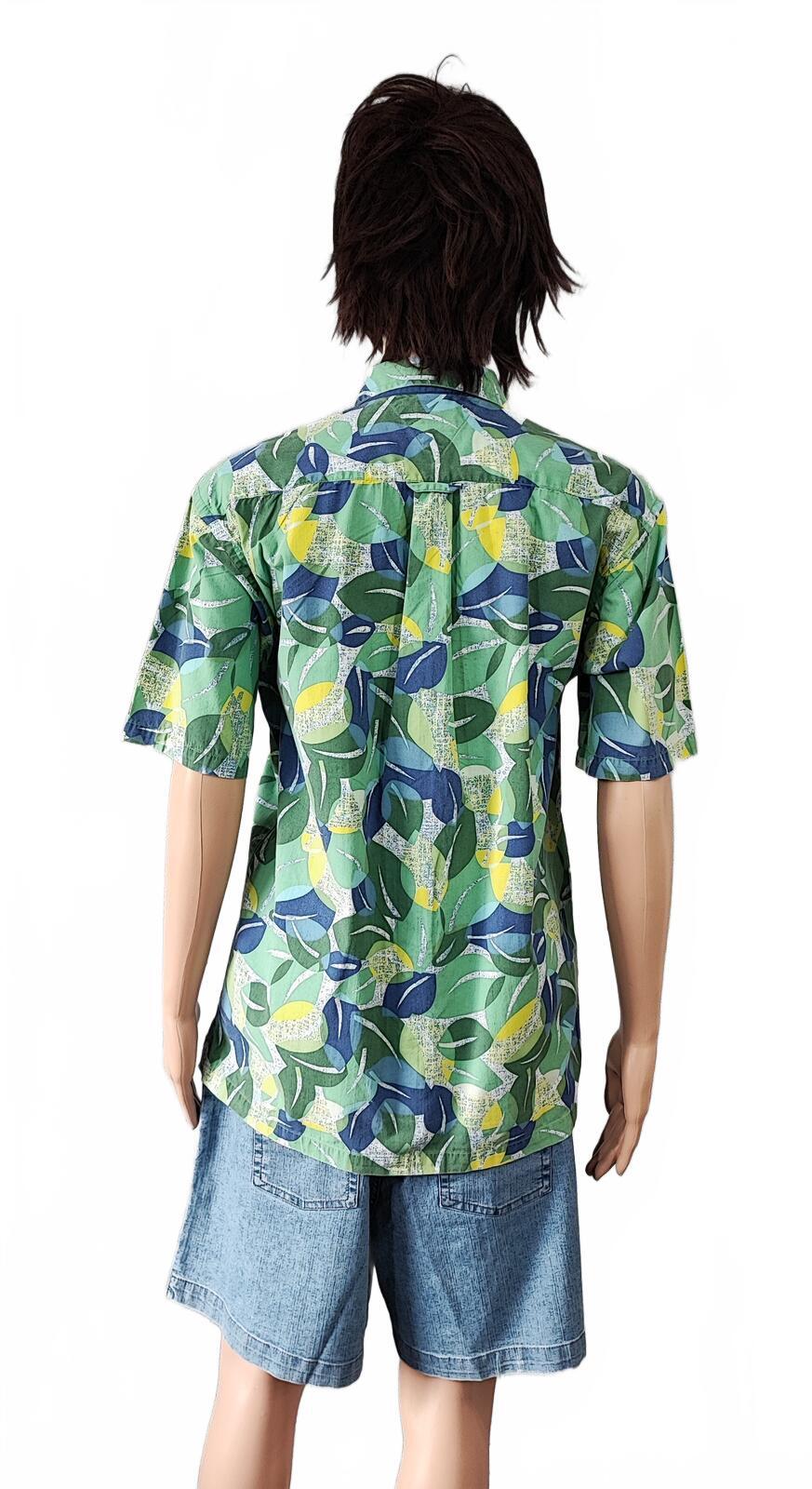 Vintage Tommy Hilfiger Tropical Short Sleeve Shirt Green Multicolour Medium