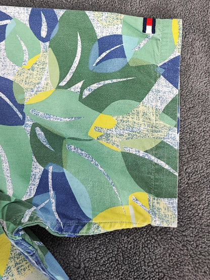 Vintage Tommy Hilfiger Tropical Short Sleeve Shirt Green Multicolour Medium