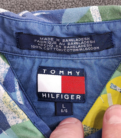Vintage Tommy Hilfiger Tropical Short Sleeve Shirt Green Multicolour Medium