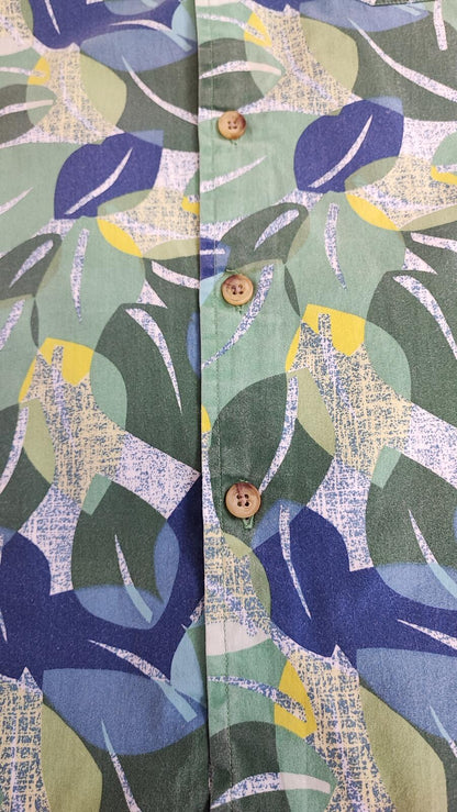 Vintage Tommy Hilfiger Tropical Short Sleeve Shirt Green Multicolour Medium
