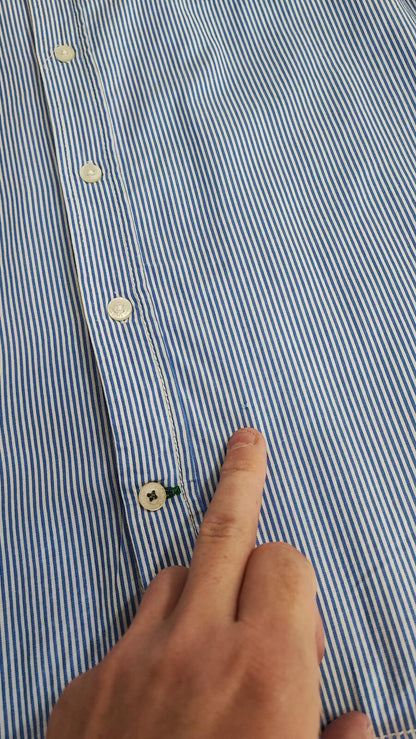 Vintage Tommy Hilfiger Striped Long Sleeve Shirt Blue White Classic Preppy M