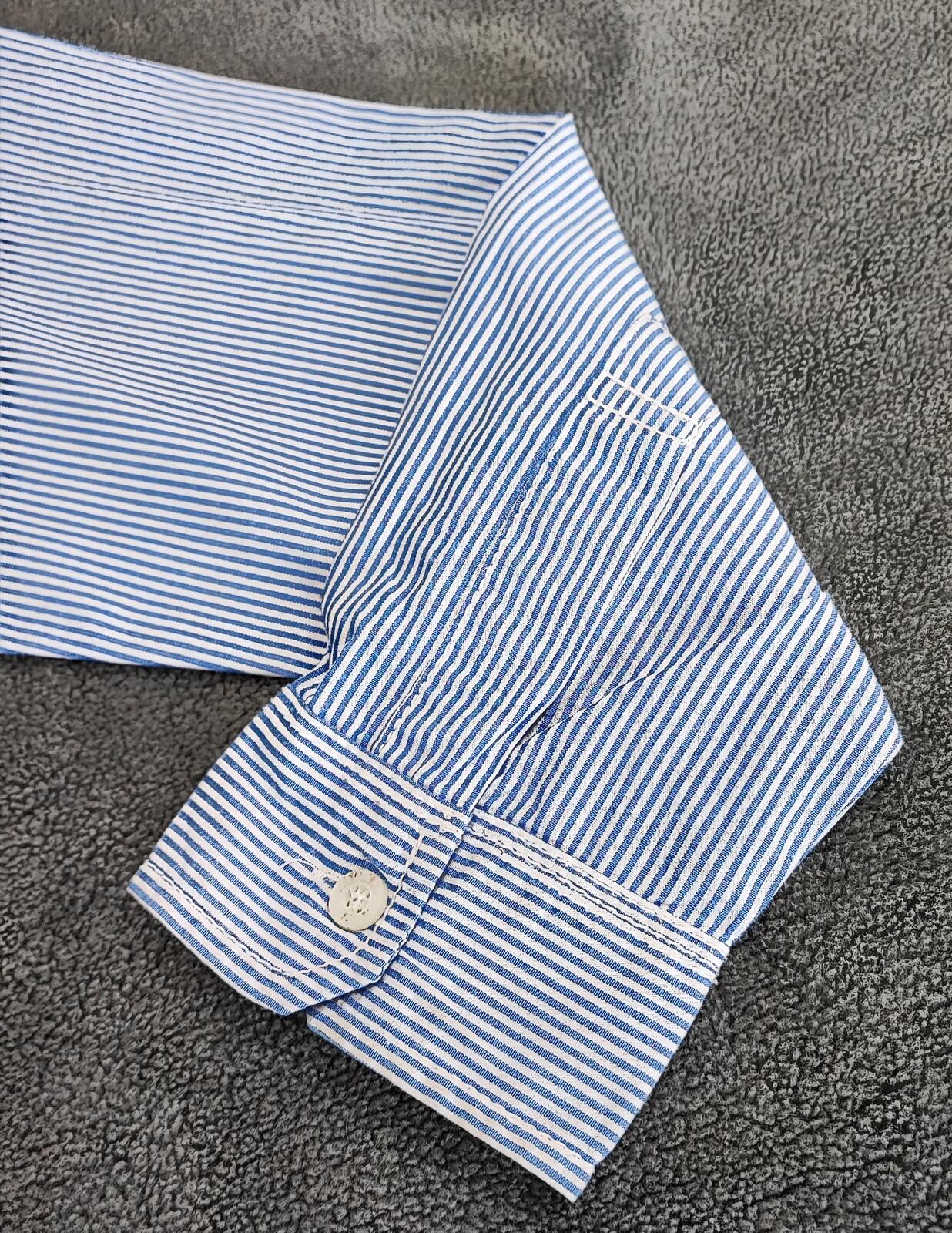 Vintage Tommy Hilfiger Striped Long Sleeve Shirt Blue White Classic Preppy M