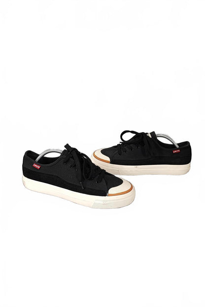 Vintage Levi's Black White Red Tab Low Top Canvas Trainers Shoes Men Size UK 7.5