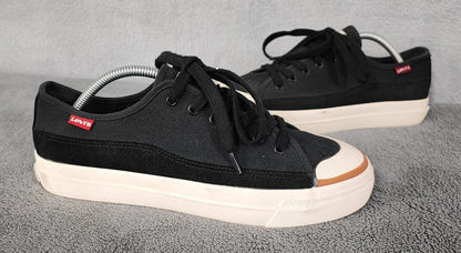 Vintage Levi's Black White Red Tab Low Top Canvas Trainers Shoes Men Size UK 7.5