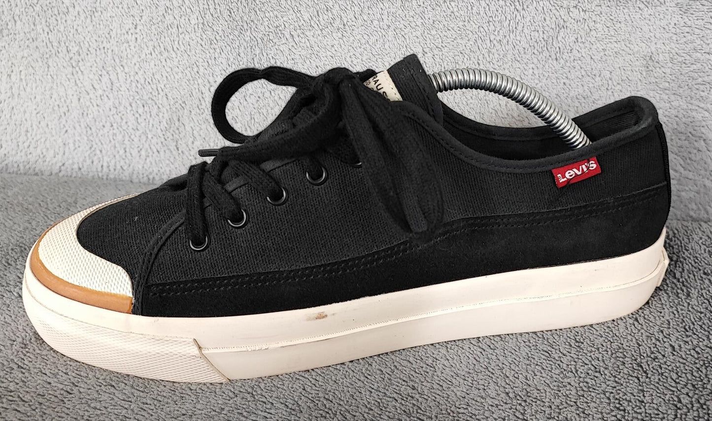 Vintage Levi's Black White Red Tab Low Top Canvas Trainers Shoes Men Size UK 7.5