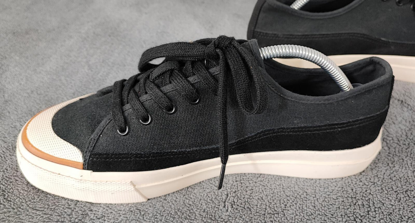 Vintage Levi's Black White Red Tab Low Top Canvas Trainers Shoes Men Size UK 7.5
