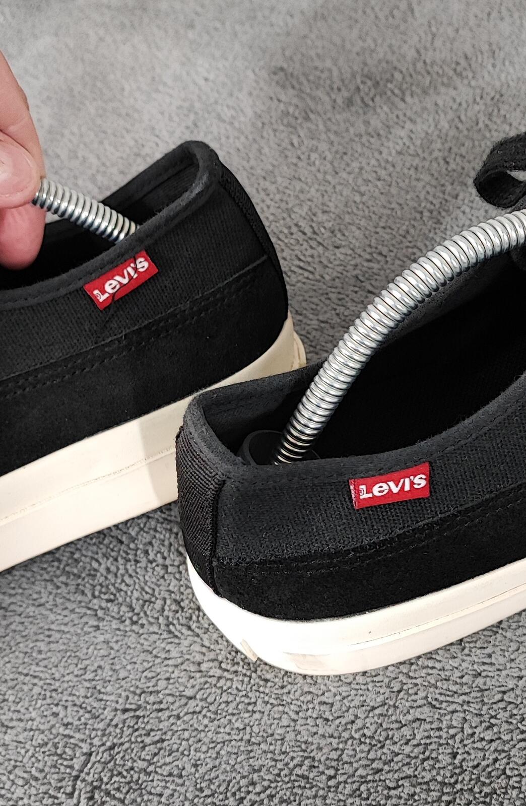 Vintage Levi's Black White Red Tab Low Top Canvas Trainers Shoes Men Size UK 7.5