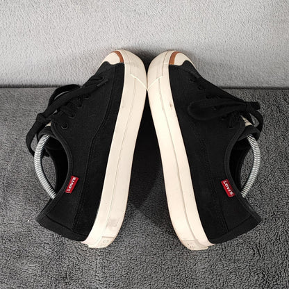Vintage Levi's Black White Red Tab Low Top Canvas Trainers Shoes Men Size UK 7.5