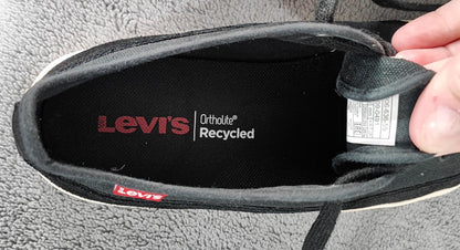 Vintage Levi's Black White Red Tab Low Top Canvas Trainers Shoes Men Size UK 7.5