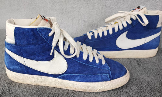 Vintage Nike Blazer High Suede Blue White Trainers Shoes Men Size UK 8 EU 42.5