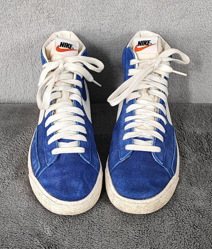 Vintage Nike Blazer High Suede Blue White Trainers Shoes Men Size UK 8 EU 42.5