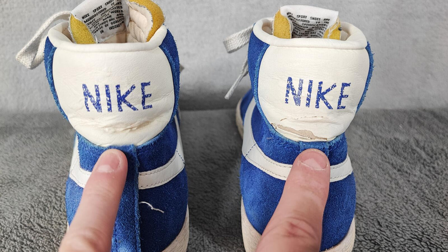 Vintage Nike Blazer High Suede Blue White Trainers Shoes Men Size UK 8 EU 42.5