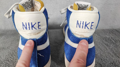Vintage Nike Blazer High Suede Blue White Trainers Shoes Men Size UK 8 EU 42.5
