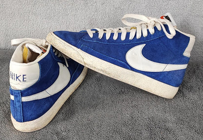Vintage Nike Blazer High Suede Blue White Trainers Shoes Men Size UK 8 EU 42.5