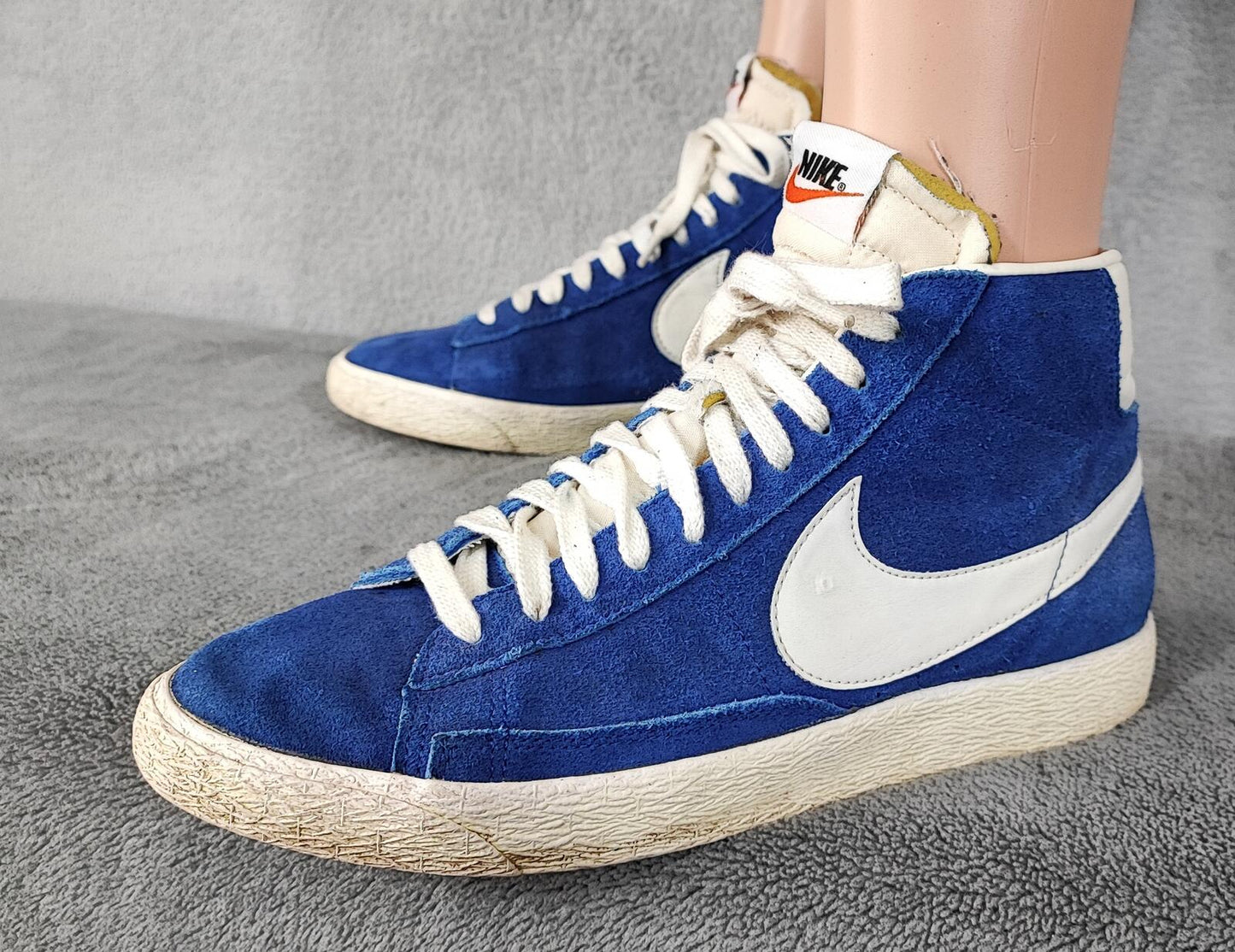 Vintage Nike Blazer High Suede Blue White Trainers Shoes Men Size UK 8 EU 42.5