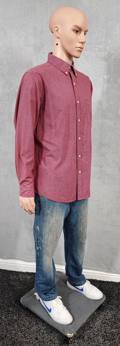 Vintage Chaps Checked Long Sleeve Flaid Flannel Lumberjack Shirt Red Men Size XL
