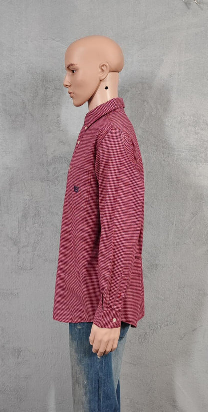 Vintage Chaps Checked Long Sleeve Flaid Flannel Lumberjack Shirt Red Men Size XL