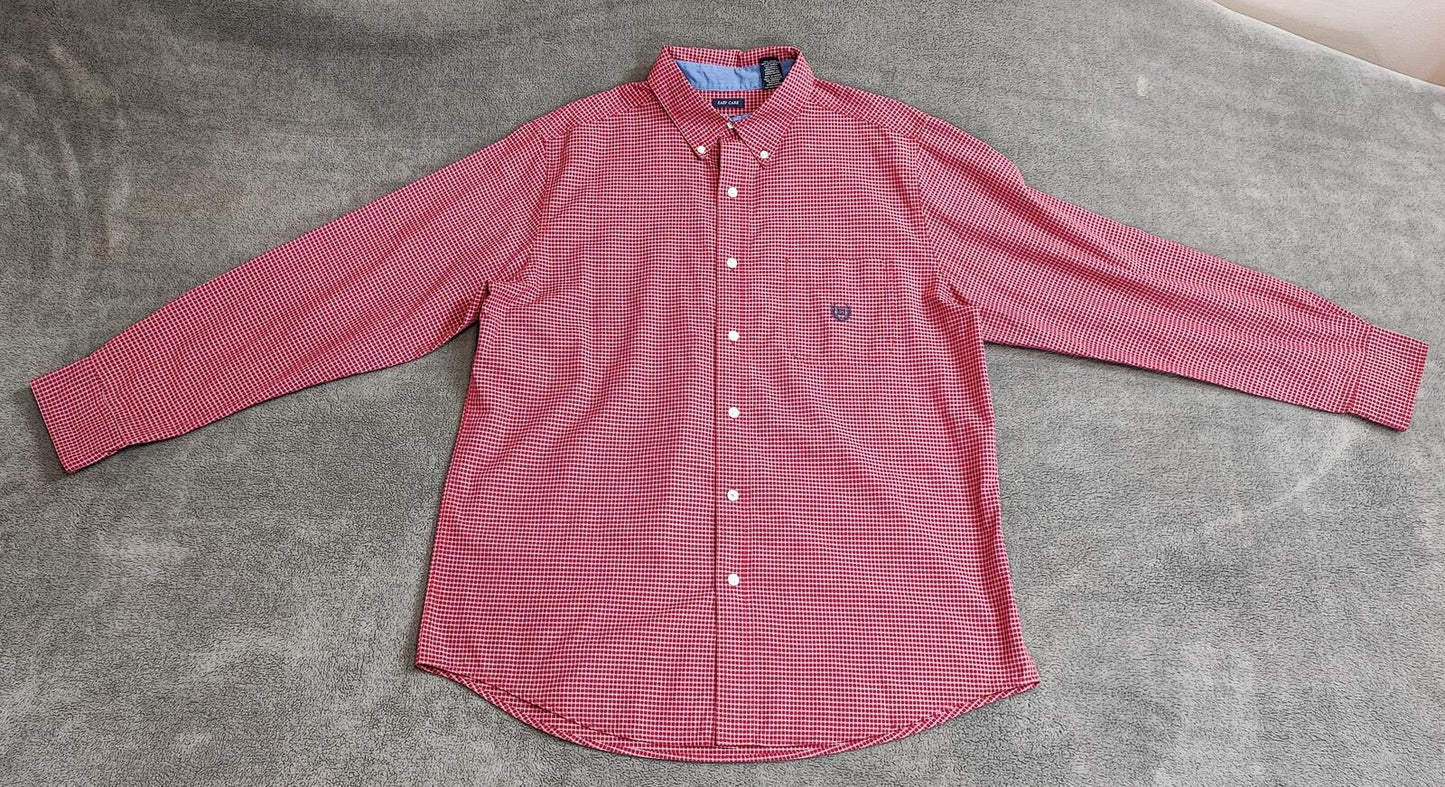 Vintage Chaps Checked Long Sleeve Flaid Flannel Lumberjack Shirt Red Men Size XL