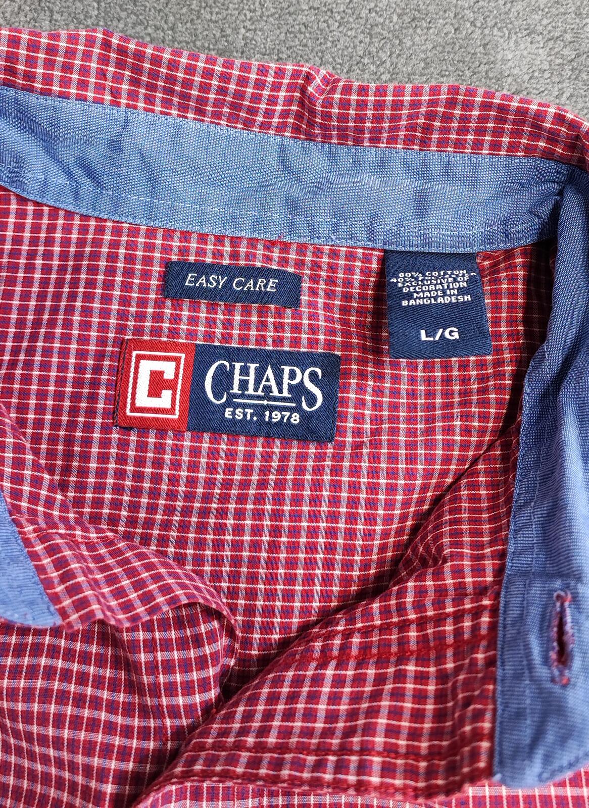Vintage Chaps Checked Long Sleeve Flaid Flannel Lumberjack Shirt Red Men Size XL