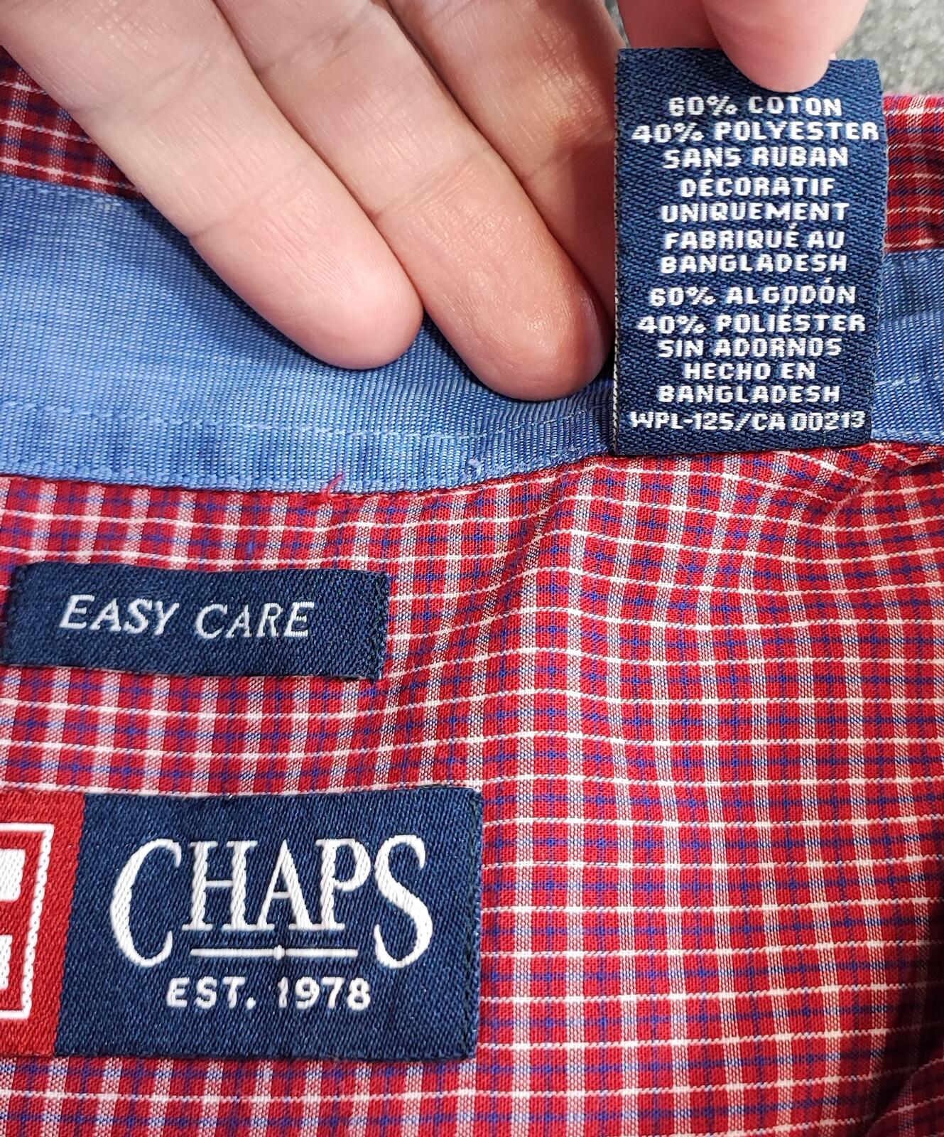Vintage Chaps Checked Long Sleeve Flaid Flannel Lumberjack Shirt Red Men Size XL