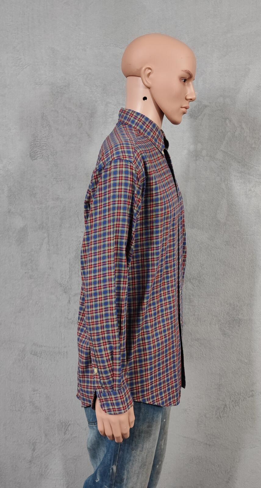 Vintage Tommy Hilfiger Checked Long Sleeve Plaid Preppy Shirt Blue Men's Size XL