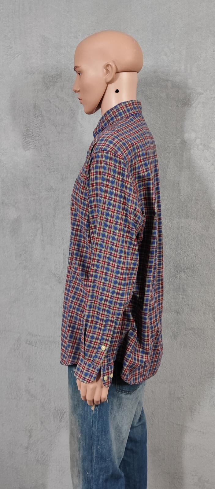 Vintage Tommy Hilfiger Checked Long Sleeve Plaid Preppy Shirt Blue Men's Size XL