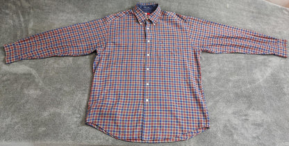Vintage Tommy Hilfiger Checked Long Sleeve Plaid Preppy Shirt Blue Men's Size XL