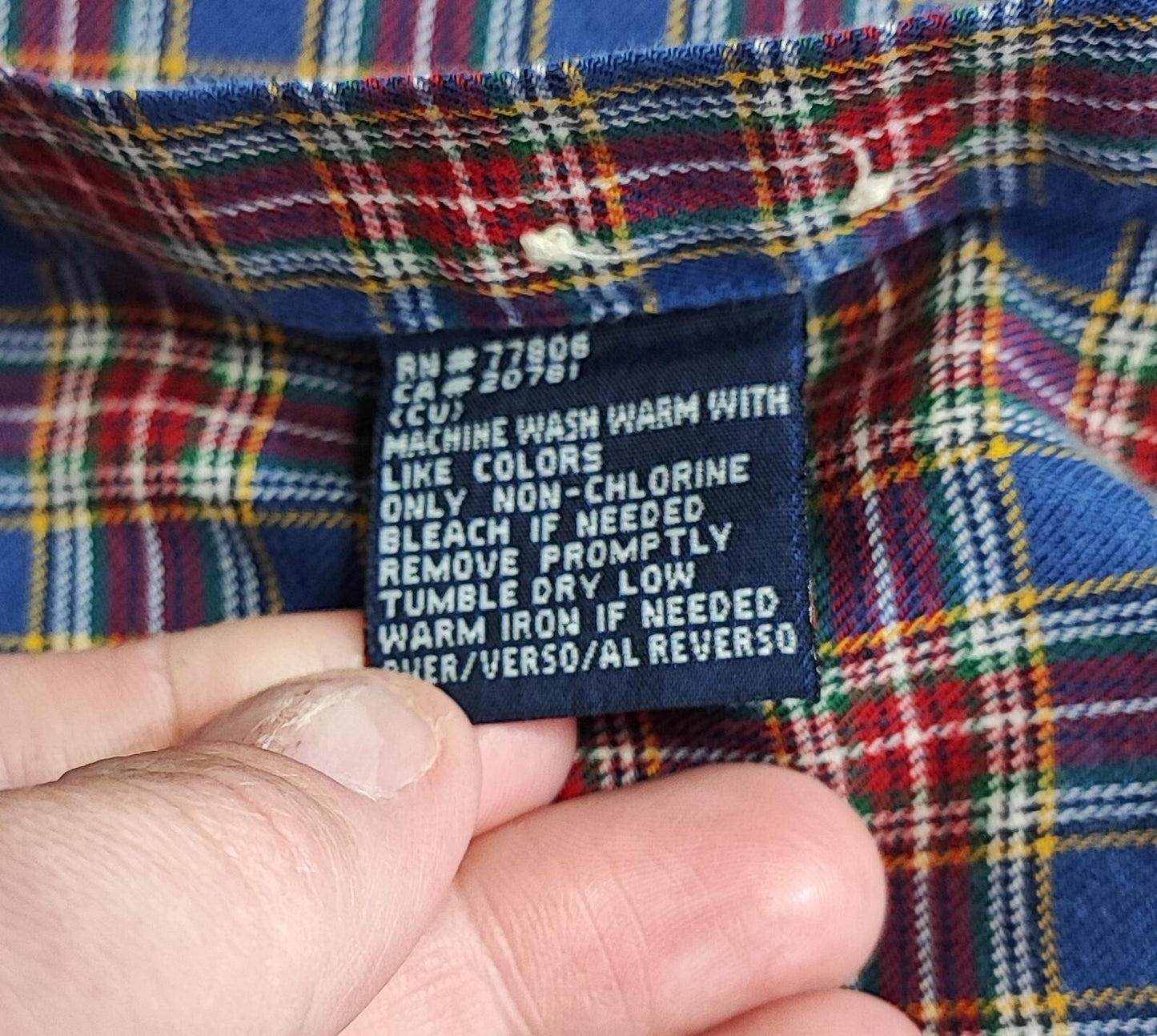 Vintage Tommy Hilfiger Checked Long Sleeve Plaid Preppy Shirt Blue Men's Size XL
