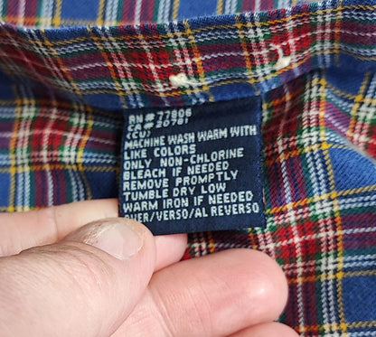 Vintage Tommy Hilfiger Checked Long Sleeve Plaid Preppy Shirt Blue Men's Size XL