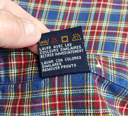 Vintage Tommy Hilfiger Checked Long Sleeve Plaid Preppy Shirt Blue Men's Size XL