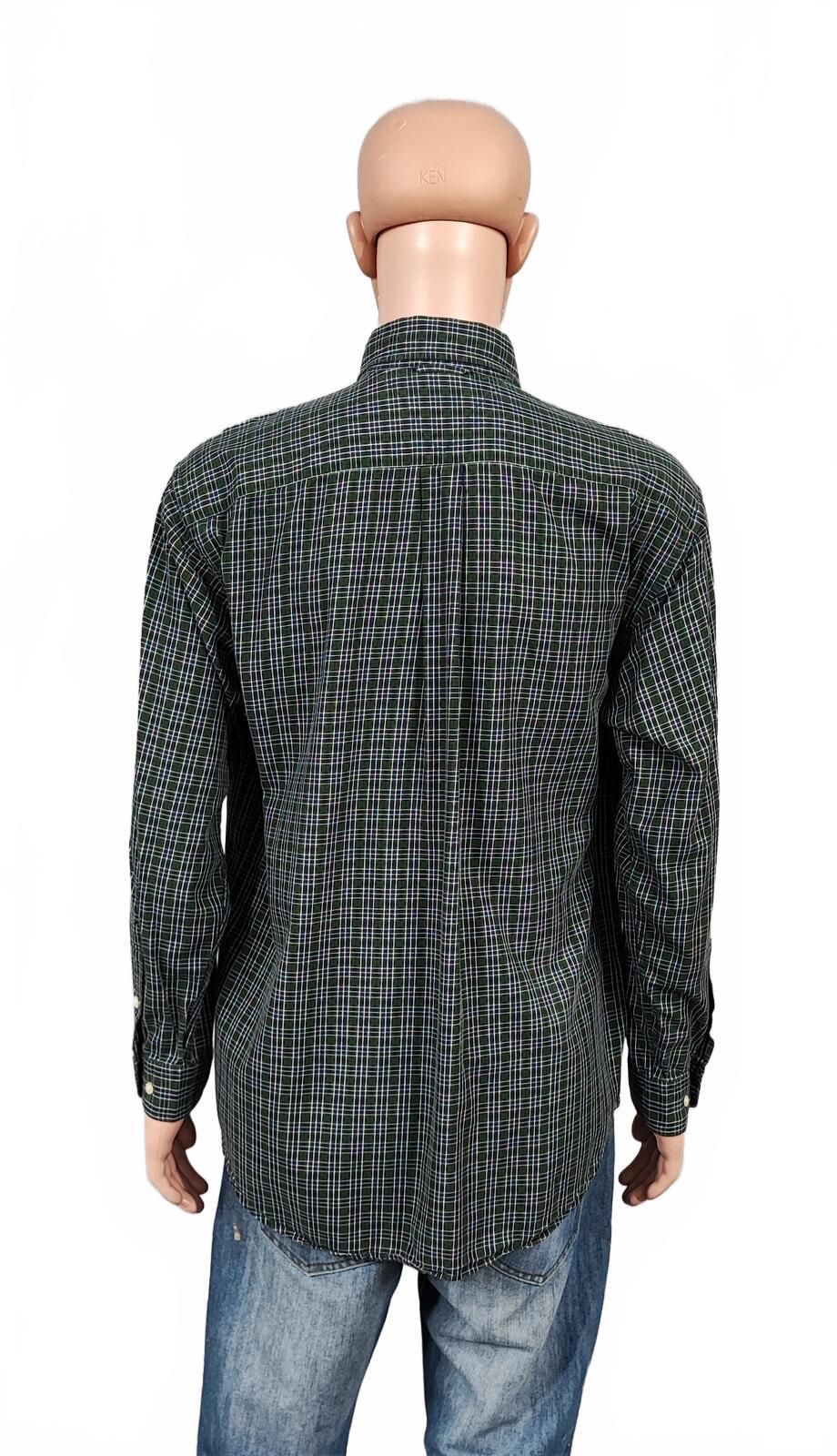 Vintage Tommy Hilfiger Crest Checked Long Sleeve Shirt Green Navy Men's Size L