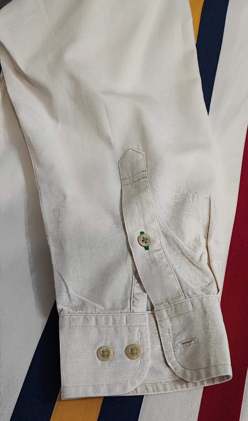 Vintage Tommy Hilfiger Striped Shirt XL Cream Red Blue Cotton 90s Y2K Oversized