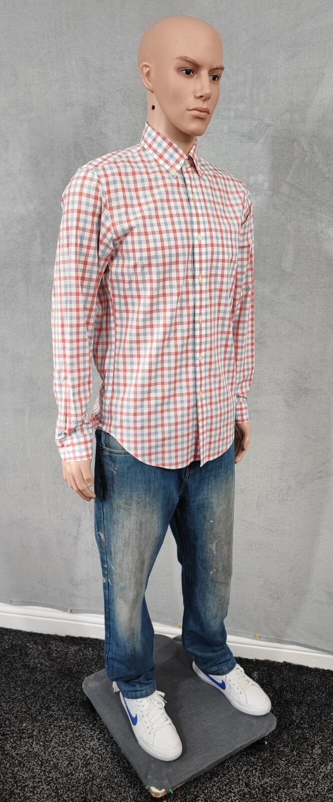 Vintage J.Crew Checked Lightweight Cotton Long Sleeve Casual Shirt Red Men Small