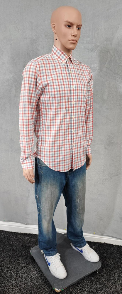 Vintage J.Crew Checked Lightweight Cotton Long Sleeve Casual Shirt Red Men Small