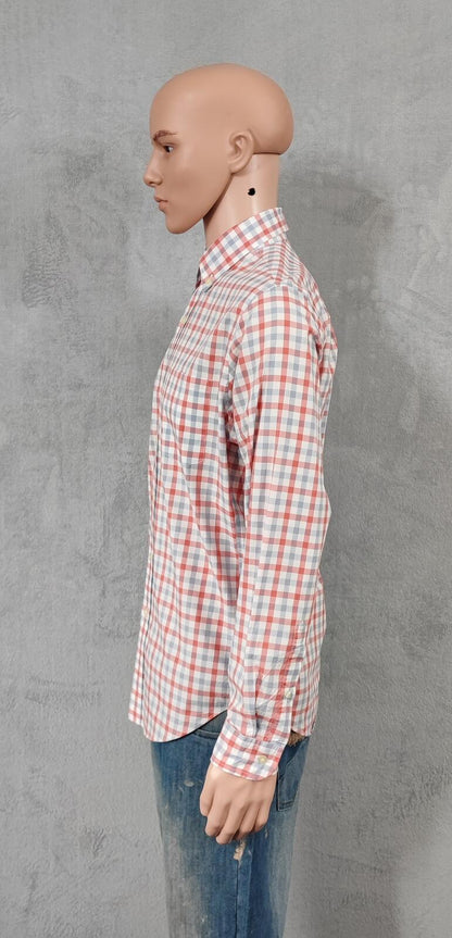 Vintage J.Crew Checked Lightweight Cotton Long Sleeve Casual Shirt Red Men Small