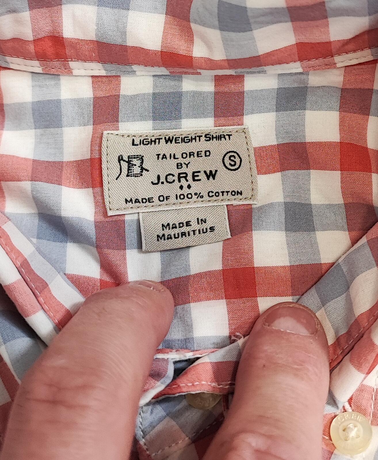Vintage J.Crew Checked Lightweight Cotton Long Sleeve Casual Shirt Red Men Small