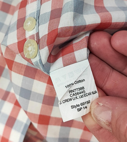 Vintage J.Crew Checked Lightweight Cotton Long Sleeve Casual Shirt Red Men Small