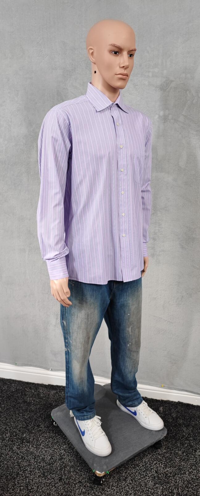 Vintage Chaps Striped Long Sleeve Shirt White Purple Men's Size Large L