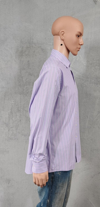 Vintage Chaps Striped Long Sleeve Shirt White Purple Men's Size Large L